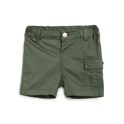 Boys Medium Green Solid Shorts
